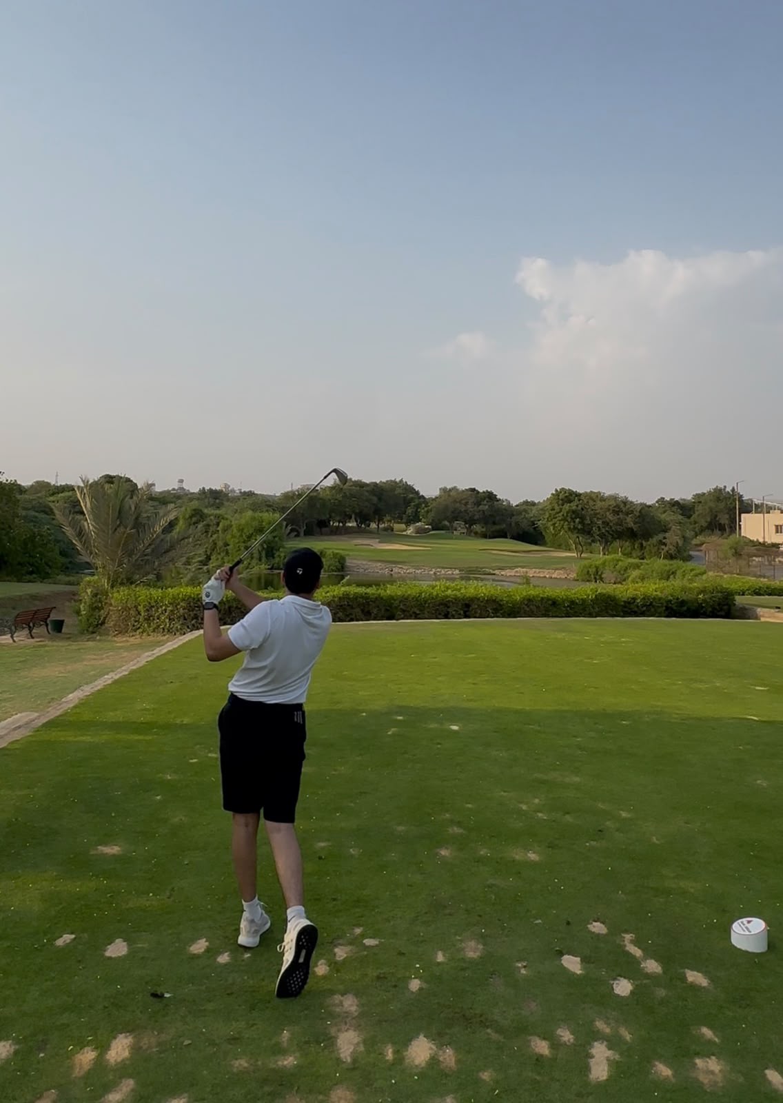 Iron shot from the tee over the water