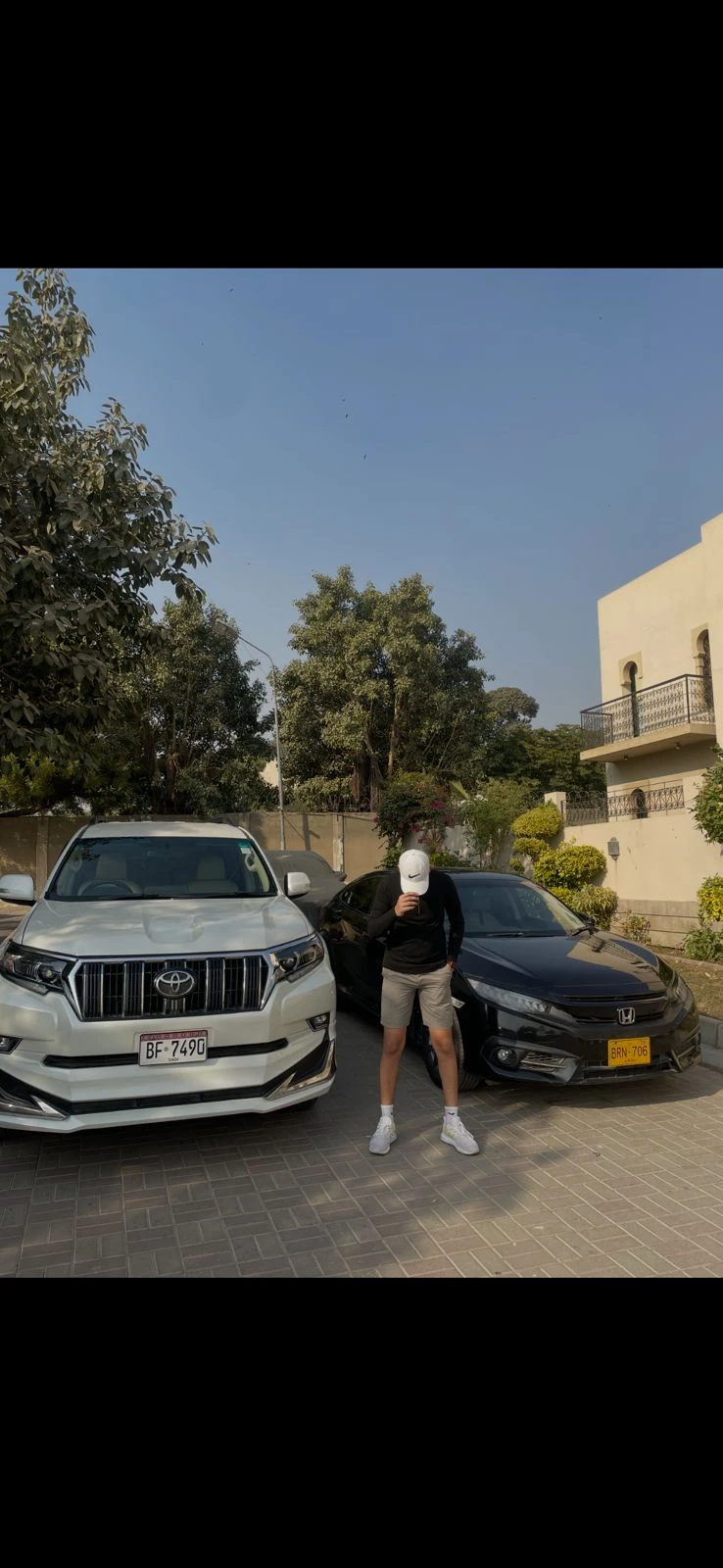 In the driveway